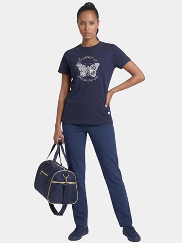 Image of Enamor Athleisure Relaxed Fit Short Sleeve Round Neck Antimicrobial Finish Breathable Stretch Cotton Activewear Sports Tshirt for Women - A301