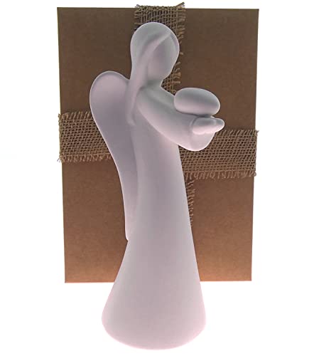 Engel Engel Figur weiß matt, stehend mit Herz in der Hand, 22 cm hoch in naturfarbener Geschenkbox Geschenk-Set zu Weihnachten Geburtstag Valentinstag Ganzjahres-Deko Cover