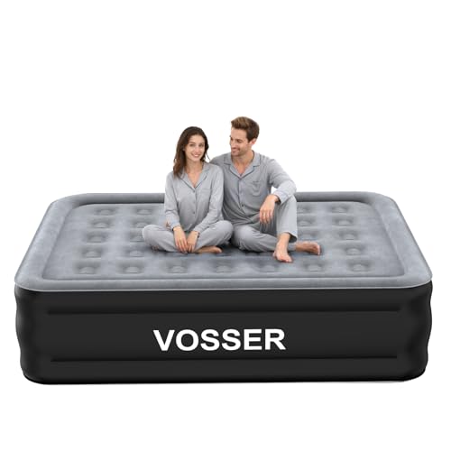 Image of VOSSER Queen Air Mattress with Built in Pump,18'' Raised Self Inflatable Mattress,Blow Up Mattress in 3 Mins,Puncture-Resistant Airbed for Floor&Home,Queen Size Air Matress for Adults,660lb Max,Black