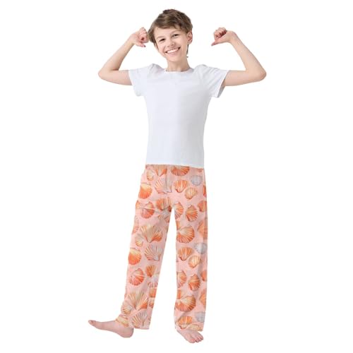 Boys' Pants Orange Coral Seashell Long Bottoms Jogger Pants Elastic Waist Trousers with Pockets S-XL2