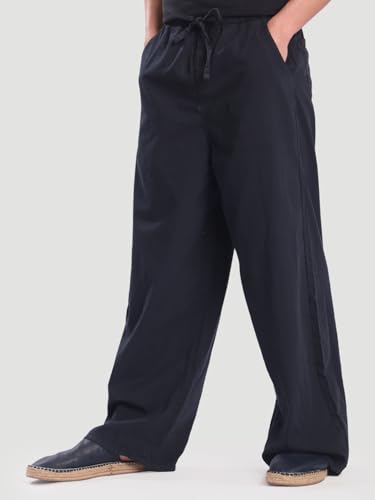 Image of BENE KLEED Men's Solid Cotton Trousers | Mid Rise Waist | Full Length | Relaxed Fit |