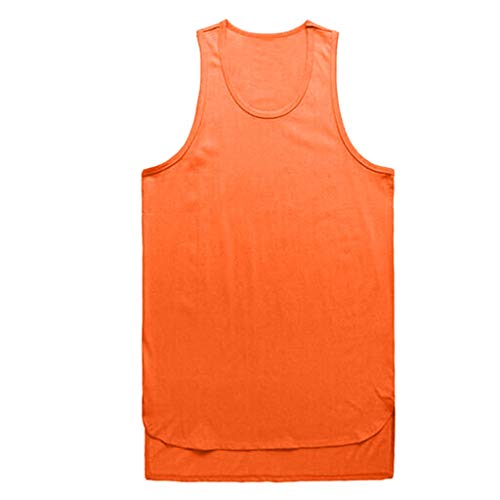 Yowablo Tank Top Herren Ärmellos T-Shirt Tankshirt Casual Tanktop Muskelshirt Oberteile Sport Gym Fitness Tops Lässig Unterhemd Slim Fit Weste Bluse Hemd (L,Orange)