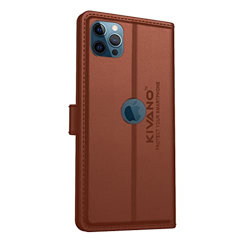 Image of KIVANO Compatible with Apple iPhone 12 Pro Max Flip Cover | Leather Finish | Inside Pockets & Inbuilt Stand | Shockproof Wallet Style Magnetic Closure Back Cover Case