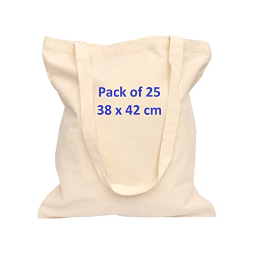 EXPERTEX Canvas Tote Bag Bulk -Cotton reusable shopping grocery bags- Carrier eco-friendly Designed for fabric paint, Art, Screen printing Crafts Decorating-Size 38x42cm+70cm (Pack of 25-Natural) EXPERTEX Canvas Tote Bag Bulk -Cotton reusable shopping grocery bags- Carrier eco-friendly Designed for fabric paint, Art, Screen printing Crafts Decorating-Size 38x42cm+70cm (Pack of 25-Natural)