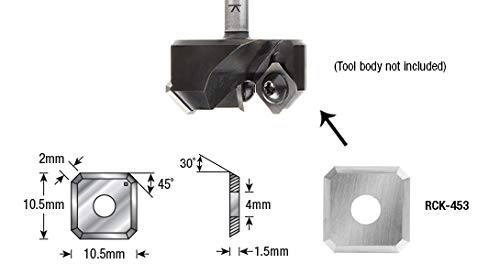 Amana Tool RCK-453 Solid Carbide Insert Replacement Knife for MDF/Fiberboard 10.5 x 10.5 x 1.5mm x 45 Deg for RC-2265