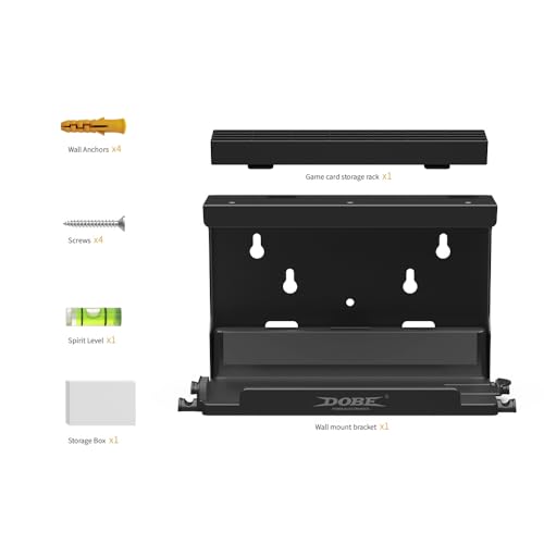 Image of New World Wall Mount Bracket Holder for Nin-tendo Switch and Switch OLED with Card Holders and 4 Joy Con Hooks, Organize Switch Console Behind TV,