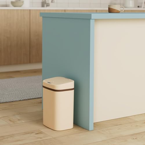 Image of Ninestars 3 Gallon Automatic Trash Can, 12L Touchless Motion Sensor Bathroom or Bedroom Garbage Can with Odor-Sealing Lid, Impact-Resistant ABS Plastic, White