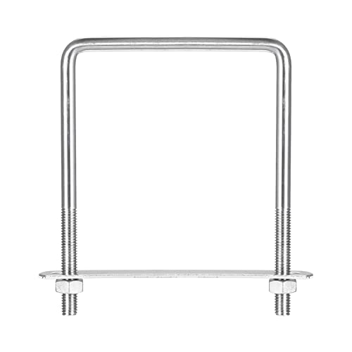 Image of uxcell Square U-Bolts, 2 Sets 92mm(3.62 inch) Inner Width 130mm Length M8 304 Stainless Steel U Clamp Bolt with Nuts and Plates, for Boat Trailer