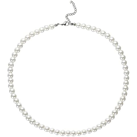 Women's Pearl Necklace White Round Imitation Pearl Necklace Pearl Necklace for Wedding Party 18 Inches 6 mm / 8 mm / 10 mm / 12 mm / 14 mm, Pearl Cover