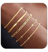 Gold Bracelets for Women Waterproof, 14K Real Gold Jewelry Trendy Thin Dainty Stackable Bracelet ...