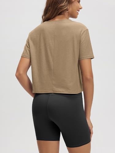 Image of ODODOS Women's Performance Cropped Tee Ultra Soft odSTRATUM Tech Short Sleeve Relaxed Top Crew Neck T-Shirts