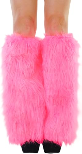 Image of ToBeInStyle Women's Faux Vibrant Fur Retro Daring 60' Inspired Ravewear Knee High Leg Warmers