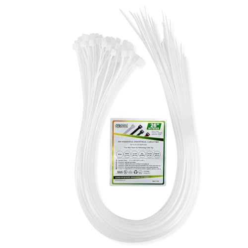 HAODE FASHION Long Zip Ties Heavy Duty 26 inch, Cable Management Zip Ties White 60 Pack, High Strength 60 lbs Cable Ties UV Resistant durable for Outdoor Securing, Indoor Wire Ties Wraps.