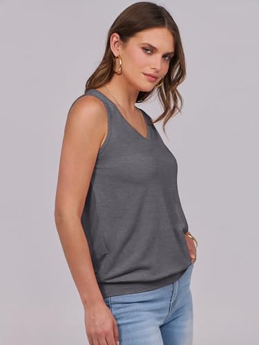 Image of ANRABESS Women Tank Tops Summer V Neck Sleeveless Casual Loose Fit Cute Cami Basic T Shirts Solid Tees 2026 Trendy Outfits