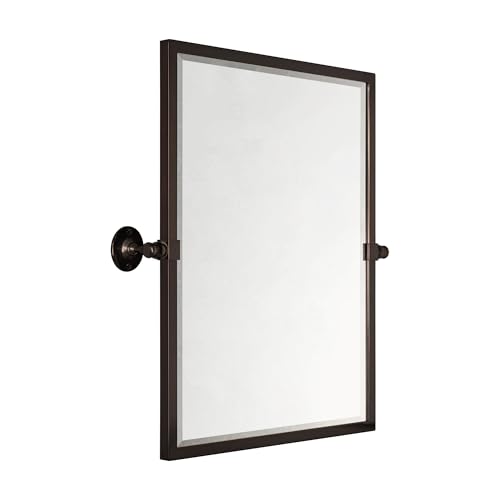 Image of TEHOME Pivot Mirror Oil Rubbed Bronze Tilt Rectangle Bathroom Mirror Tilting Metal Framed Beveled Vanity Mirrors, Overall 23.9 x 24 inches (Mirrror 20 x 24 inches)