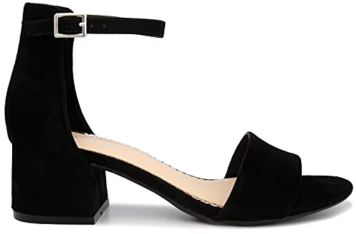Image of LONDON FOG Women's Nikki Low Two Piece Block Heel Dress Shoe Ladies Ankle Strap Pump Sandal