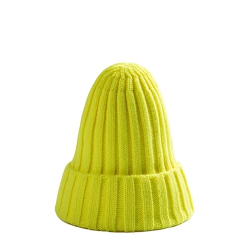 Bonnet tricoté doux jaune citron pour femme style Kpop