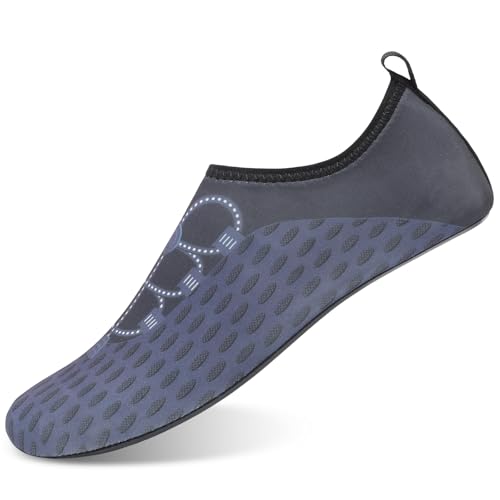 Men Women Water Shoes Unisex Beach Swim Shoes Minimalist Aqua Socks Barefoot for Diving Surfing Boating Black Grey