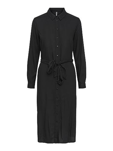 PIECES Damen Pccammie Ls Midi Shirt Dress Noos Bc, Schwarz, M