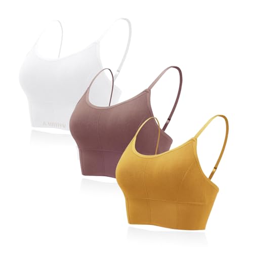 Image of Kaththai Women Cotton Padded Wire-Free Sports Bra with Adjustable Straps Soft Padded Push-Up Bra for Yoga, Fitness (Free Size Bra Fit Up to 28,30,32,34)