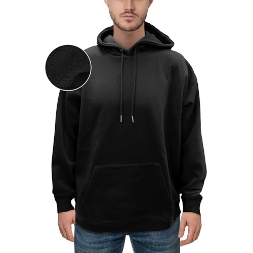 Sweat à capuche doublé Sherpa pour homme en coton polaire premium