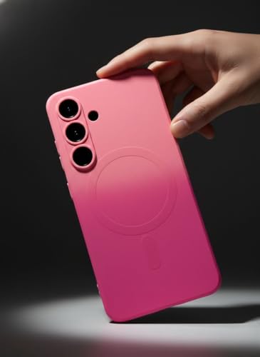 Image of amazon basics Gradient Mag-Safe Case for Samsung Galaxy S25 5G | Soft Silicone Shockproof Cover with Camera Protection | Slim Lightweight Design | Smooth Touch & Durable - Light and Dark Pink