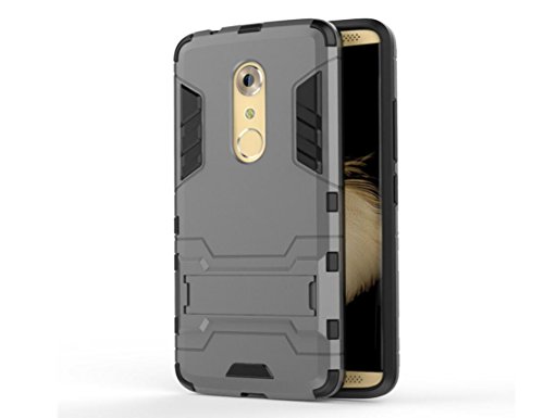 Bllosem ZTE Axon 7 Case Hybrid Dual Layer PC+TPU Full Body Shock Resistant Armour with Kickstand Function Case for ZTE Axon 7 Gray