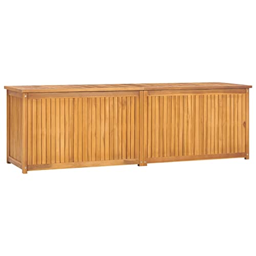 WKIEQACO Cajas de almacenamiento para exteriores y exteriores, caja de jardín, 175 x 50 x 55 cm, madera maciza de teca