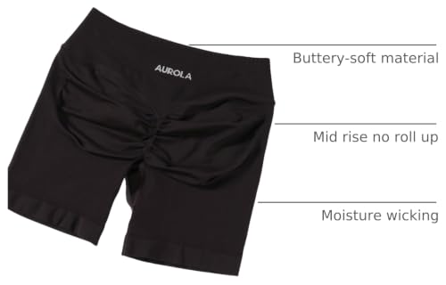 Image of AUROLA Influence Workout Shorts for Women,2.5 3.5 4.5 5.5 6.5 No Roll Up Squat Proof Scrunch Seamless Compression Gym Short