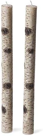Set of 2 - Birch Bark Taper Candles