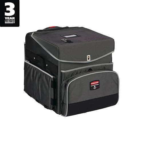 Image of Rubbermaid Commercial Products Executive Quick Carts, Mobile /Travel Office Cart, Small, Dark Gray, for Housekeeper /Sales Rep /Medical Professionals /Home Healthcare /Teachers