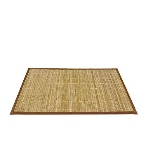 THE SECRET HOME - Alfombra Bambú - 80x110cm - Antideslizante y Resistente - Decoración del Hogar - Ideal para Salón, Comedor o Recibidor - Color Natural Claro