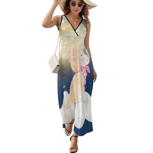 Robe longue d'été fluide anti-chaleur col V pour masquer les imperfections avec élégance