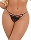 comeondear Sexy Tangas für Frauen Spitze Große Größen Mini String Dünn Durchsichtig Erotische Höschen Dessous Damen Unterwäsche Curvy Thong T Back Bikini Niedrige Taille Panty Slips Hipster(Schwarz,L)