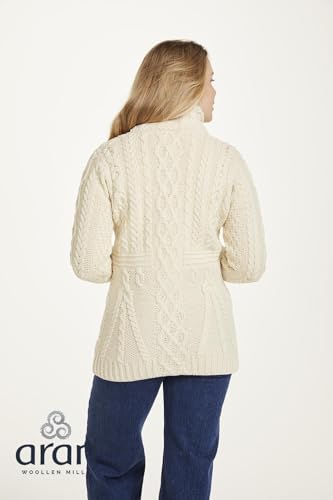 Image of Zippered Wool Cardigan with Full Neck by Aran Woollen Mills