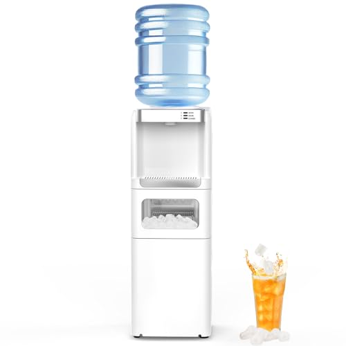 Image of Electactic Water Dispenser with Ice Maker Function, Top Loading Hot and Cold Water Cooler for 5 Gallon Bottle - Includes Child Safety Lock - Water Machine for Home, Office, Garage - White