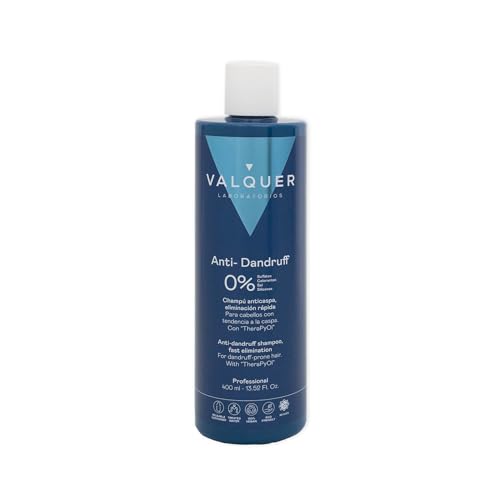 Valquer Champú Anticaspa Fórmula Zero de Acción Inmediata. Reduce los Picores e Irritación y Equilibra el Cuero Cabelludo. Con TheraPyOl, Piroctone Olamine, Pantenol y Vitamina E. Vegano. 400 ml.