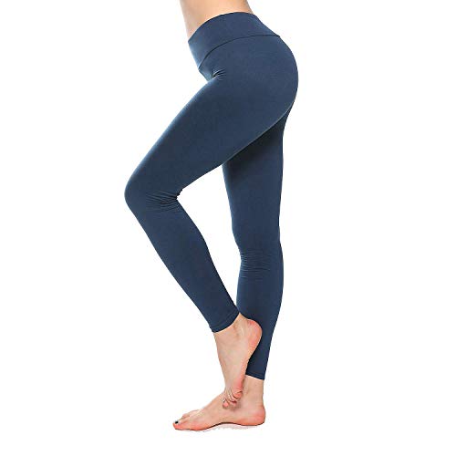 SINOPHANT Sport Leggings Damen Mit Hohem Bund Elastische Blickdichte Leggins Mit Bauchkontrolle Große Größen Stretchhose für Workout Gymnastik Yogahose,1er Pack Schwarzblau,S-L (Tag: One Size)