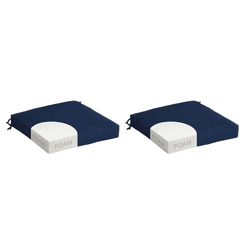 Arden Outdoor Seat Cushion, Foam, 2-Pack, 19x19, Sapphire Blue