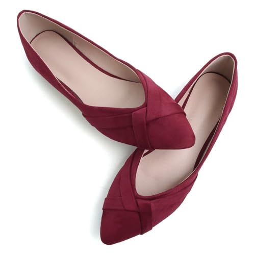 WENJIAZHIZHI Womens Pointed Toe Ballet Flats Comfortable Slip-On Loafers Memory Foam Casual Dress Shoes