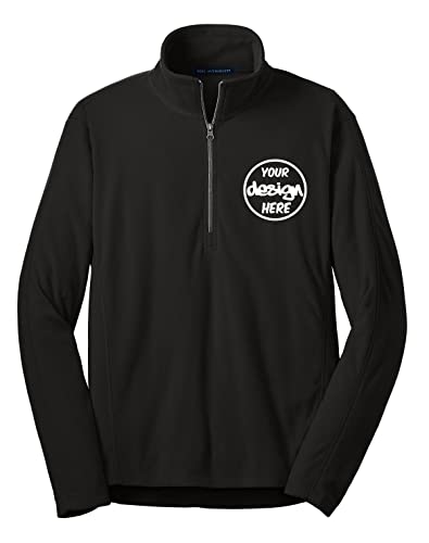 INK STITCH Men F224 Custom Stitching Your Own Texts Logo Miecrofleece Half Zip up Pullover