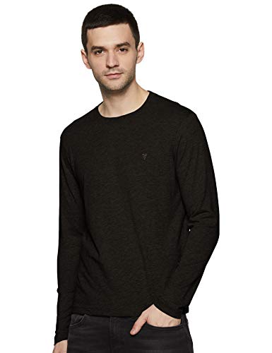 Van Heusen Men's Cotton Athleisure Anti Bacterial Regular Fit T-Shirt - Smart Tech, Easy Stain Release, Anti Stat_60037_Charcoal Melange_Xxl