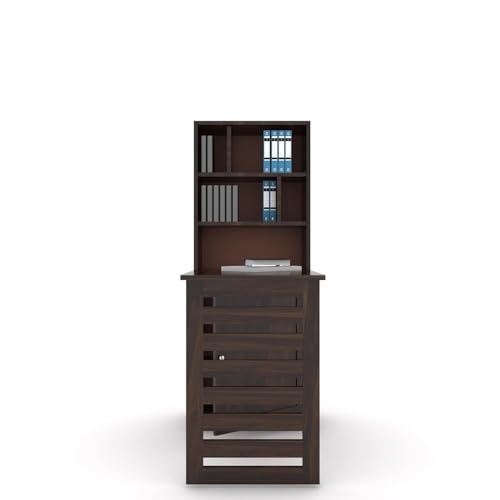 Image of SUNCOM Solid Sheesham Wood Foldable Study Table for Adults | Computer Table for Home | Office Table for Office Work | Work from Home Table with Door Cabinet & Shelf Storage | Rosewood, Walnut