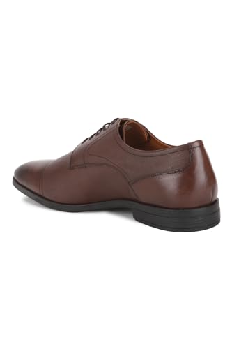 Image of Louis Philippe Men Premium Leather Breathable Lining Material Anti Slip with Heel TPR Sole Formal Derby Shoes