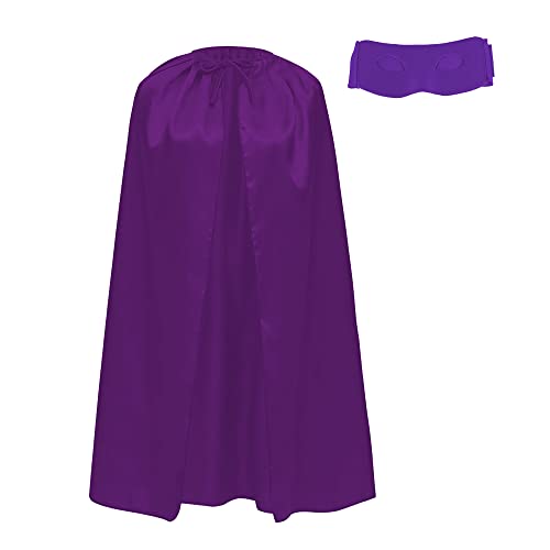 Superhelden-Umhang und Maske für Erwachsene, Superhelden-Umhang, 140 cm lang, für Superman-Kostüm, Karneval, 2 Stück (lila)