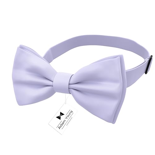 Image of Adam Young Men's Bow Ties with Handkerchief Pre-Tied Style Formal Satin Classic Bowtie for Tuxedo Faux Silk