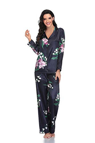 Pajamas Set Long Sleeve Sleepwear Womens Button Down Nightwear Soft Pj Lounge Sets