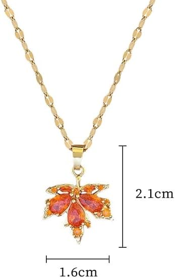 Dainty Maple Leaf Pendant Necklace for Women - Simple and Elegant Crystal Chain with Rhinestone Maple Leaf Pendant Necklace ,Perfect Fall Jewelry Gift for Wedding, Prom, Thanksgiving and Autumn - Image 7