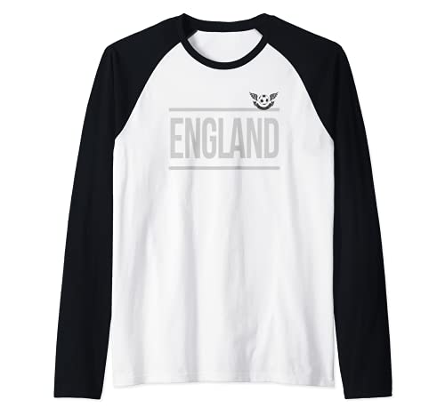 Trendy England Line Crest Raglan Baseball Tee, Black