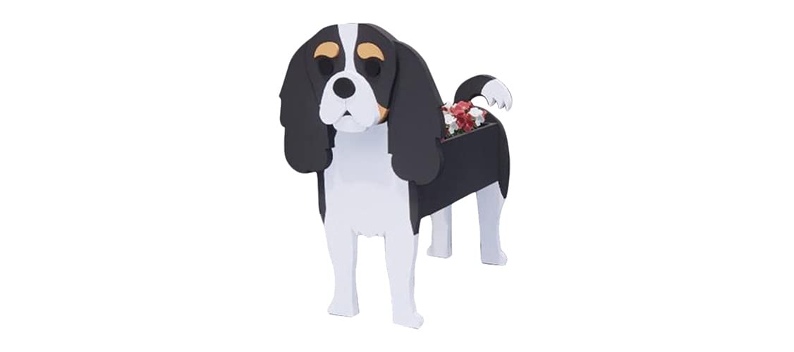 HTDZDX Dog Planter Plant Pots, Cute Animal Shaped Cartoon Flower Planter, Unique Dog Design Garden Plant Pots,Planters for Outdoor,Garden,Patio Decoration,Cavalier King,35 * 20 * 22cm